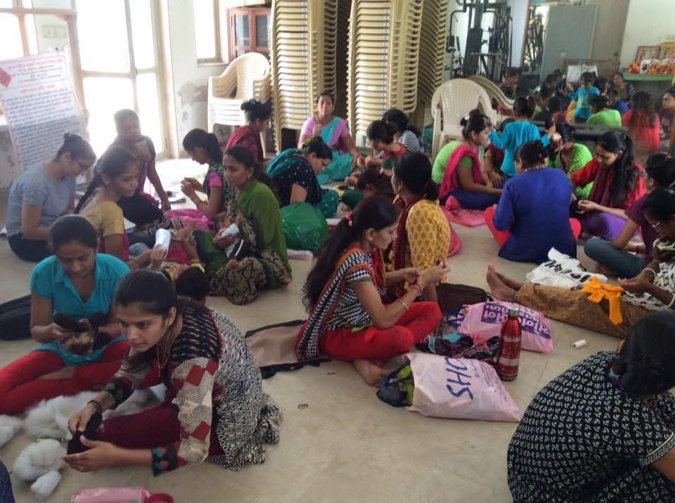 Women at a hands-on handicraft workshop