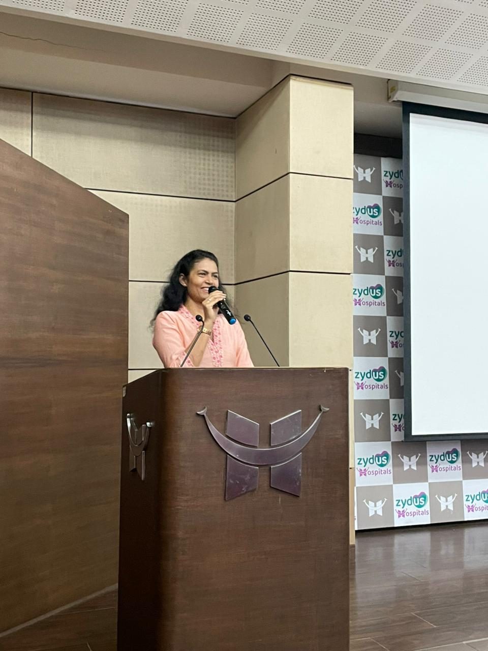 Addressing participants at the awareness session